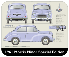 Morris Minor 1000000 Special Edition 1961 Place Mat, Small